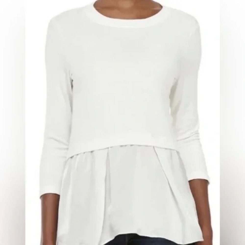 Rebecca Taylor White Layered Peplum Blouse